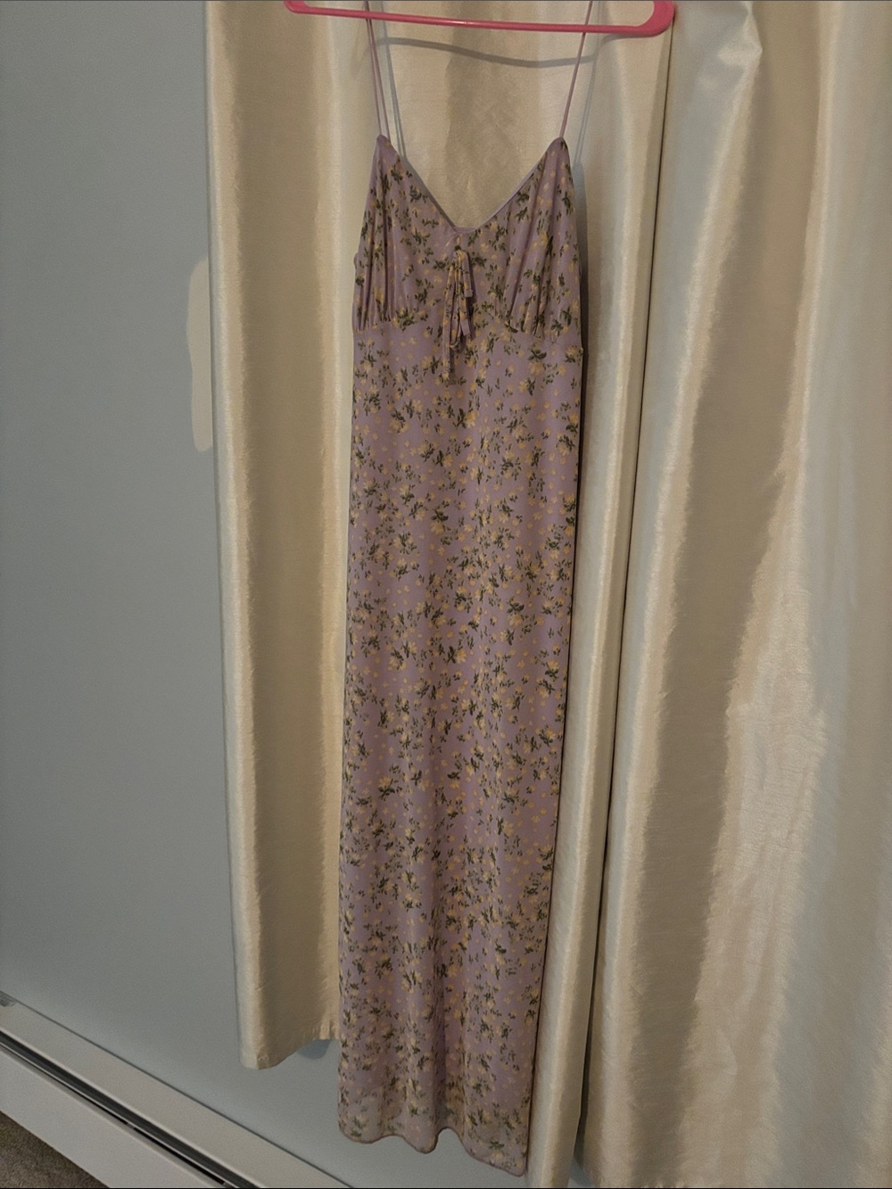 Lilac Floral Slip Dress with Spaghetti Straps